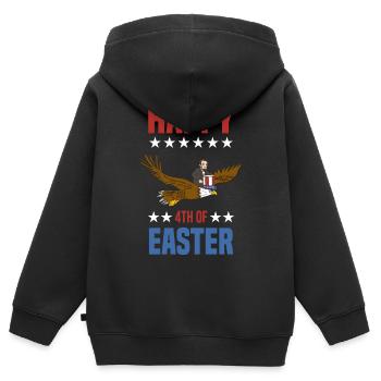USA Flagge | Patriot Patriotismus Amerika Geschenk - Kinder Premium Organic Zip Hoodie - Schwarz - Hinten - AI Model Kid Male (0cm)