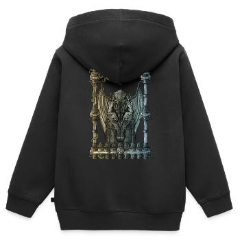 Cthulhu - Sweat Premium à capuche zippé enfant bio - noir - Dos - AI Model Kid Male (0cm)