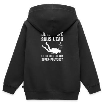 Taucher Ich atme unter Wasser - Kinder Premium Organic Zip Hoodie - Schwarz - Hinten - AI Model Kid Male (0cm)