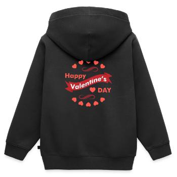 Fröhlichen Valentinstag ... Fröhlichen Valentinstag - Kinder Premium Organic Zip Hoodie - Schwarz - Hinten - AI Model Kid Male (0cm)