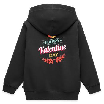 Fröhlichen Valentinstag ... Fröhlichen Valentinstag - Kinder Premium Organic Zip Hoodie - Schwarz - Hinten - AI Model Kid Male (0cm)