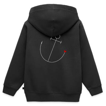 Ancre avec coeur - Sweat Premium à capuche zippé enfant bio - noir - Dos - AI Model Kid Male (0cm)
