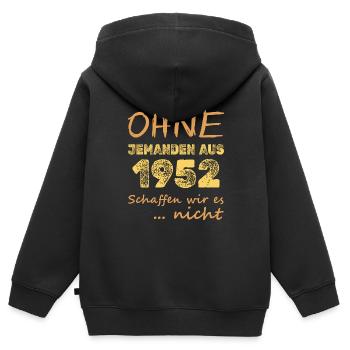 Schaffen es nicht ohne 1952 - Kinder Premium Organic Zip Hoodie - Schwarz - Hinten - AI Model Kid Male (0cm)