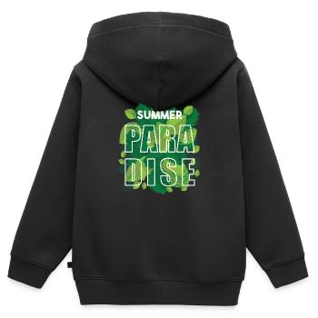 Paradis d'été avec des feuilles tropicales - Sweat Premium à capuche zippé enfant bio - noir - Dos - AI Model Kid Male (0cm)