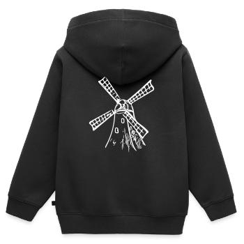 Klassische Vintage Windmühle - Kinder Premium Organic Zip Hoodie - Schwarz - Hinten - AI Model Kid Male (0cm)