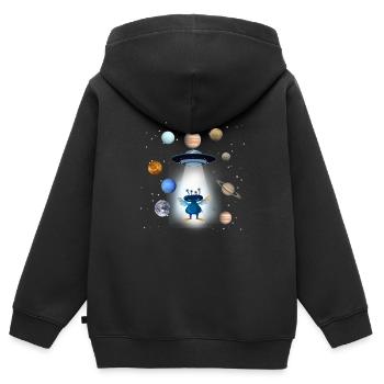ufo,weltall,planeten,alien,astronaut,sterne - Kinder Premium Organic Zip Hoodie - Schwarz - Hinten - AI Model Kid Male (0cm)