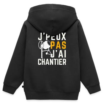 Ich kann nicht, ich habe eine Baustelle - Kinder Premium Organic Zip Hoodie - Schwarz - Hinten - AI Model Kid Male (0cm)