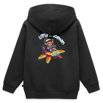 Spaceman kleiner Astronaut in buntem Raumschiff - Kinder Premium Organic Zip Hoodie - Schwarz - Hinten - AI Model Kid Male (0cm)