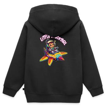 Spacegirl kleine Astronautin in buntem Raumschiff - Kinder Premium Organic Zip Hoodie - Schwarz - Hinten - AI Model Kid Male (0cm)