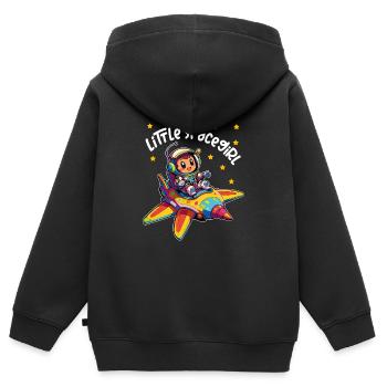 Petite astronaute de l’espace dans un vaisseau spatial coloré - Sweat Premium à capuche zippé enfant bio - noir - Dos - AI Model Kid Male (0cm)