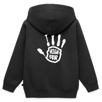 Funny High Four Finger Amputee Missing Finger - Kinder Premium Organic Zip Hoodie - Schwarz - Hinten - AI Model Kid Male (0cm)