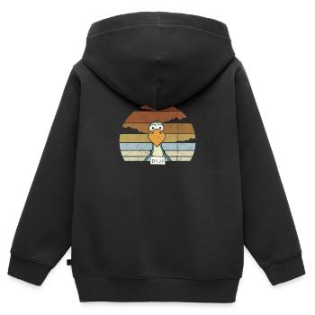 Comic Dodo Retro Sunset Funny Bird - Sweat Premium à capuche zippé enfant bio - noir - Dos - AI Model Kid Male (0cm)