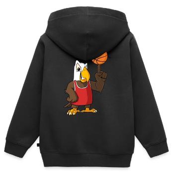 Maillot de basket-ball Bald Eagle - Sweat Premium à capuche zippé enfant bio - noir - Dos - AI Model Kid Male (0cm)
