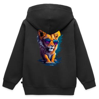 Niedlicher Babylöwe - Kinder Premium Organic Zip Hoodie - Schwarz - Hinten - AI Model Kid Male (0cm)