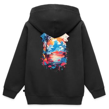 Chemise des Caraïbes - Sweat Premium à capuche zippé enfant bio - noir - Dos - AI Model Kid Male (0cm)