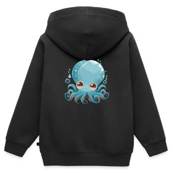 Little Kraken - Kids Premium Organic Zip-up Hoodie - black - Back - AI Model Kid Male (0cm)