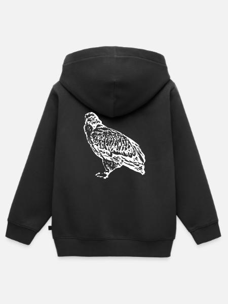 Falken Vogel Vögel - Kinder Premium Organic Zip Hoodie - Schwarz