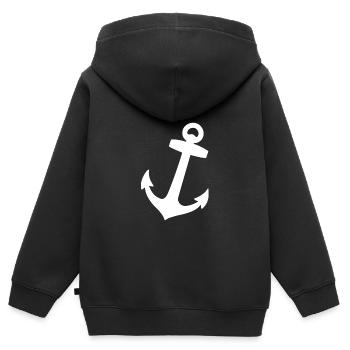 ancre - Sweat Premium à capuche zippé enfant bio - noir - Dos - AI Model Kid Male (0cm)