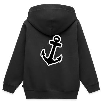 Anker - Kinder Premium Organic Zip Hoodie - Schwarz - Hinten - AI Model Kid Male (0cm)