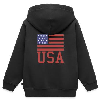 Flag USA - Kids Premium Organic Zip-up Hoodie - black - Back - AI Model Kid Male (0cm)