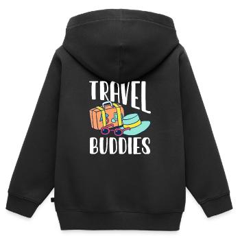 Compagnons de voyage Compagnons de voyage Amis voyage Voyage - Sweat Premium à capuche zippé enfant bio - noir - Dos - AI Model Kid Male (0cm)