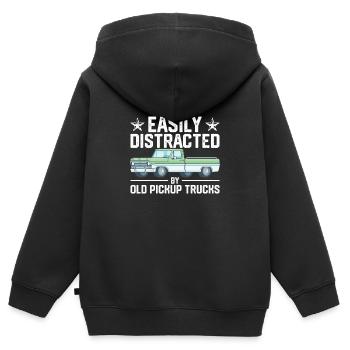 Leicht ablenkbar durch alte Pickup-Trucks Oldtimer - Kinder Premium Organic Zip Hoodie - Schwarz - Hinten - AI Model Kid Male (0cm)