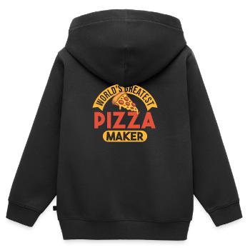 Weltbester Pizzabäcker Pizzeria Pizza backen - Kinder Premium Organic Zip Hoodie - Schwarz - Hinten - AI Model Kid Male (0cm)