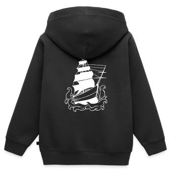 Schiff im Meer - Kinder Premium Organic Zip Hoodie - Schwarz - Hinten - AI Model Kid Male (0cm)