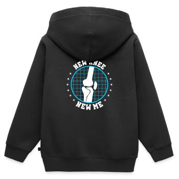Nouveau genou, nouveau moi | Drôle d’opération du genou - Sweat Premium à capuche zippé enfant bio - noir - Dos - AI Model Kid Male (0cm)