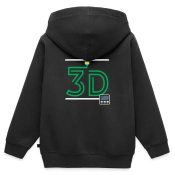 Design d’imprimante 3D | Impression 3D Amour impression 3D - Sweat Premium à capuche zippé enfant bio - noir - Dos - AI Model Kid Male (0cm)