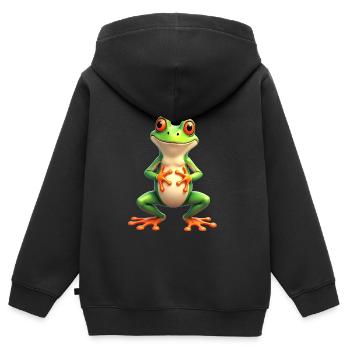frog funny tree frog red-eyed tree frog - Kids Premium Organic Zip-up Hoodie - black - Back - AI Model Kid Male (0cm)