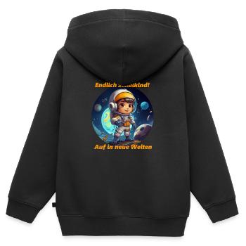 First Day of School Astronaut Design - Kids Premium Organic Zip-up Hoodie - black - Back - AI Model Kid Male (0cm)