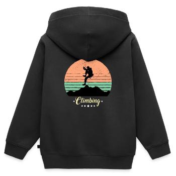 Escalade de bloc Vintage Retro Sunset - Sweat Premium à capuche zippé enfant bio - noir - Dos - AI Model Kid Male (0cm)