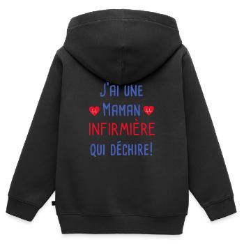 Infirmière qui déchire cadeau infirmière - Sweat Premium à capuche zippé enfant bio - noir - Dos - AI Model Kid Male (0cm)