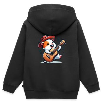 Coole Sonnenbrille Meerschweinchen spielt Gitarre - Kinder Premium Organic Zip Hoodie - Schwarz - Hinten - AI Model Kid Male (0cm)