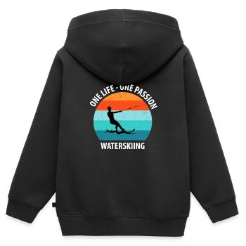 Wasserskier Wasserski Wasserskifahrer - Kinder Premium Organic Zip Hoodie - Schwarz - Hinten - AI Model Kid Male (0cm)