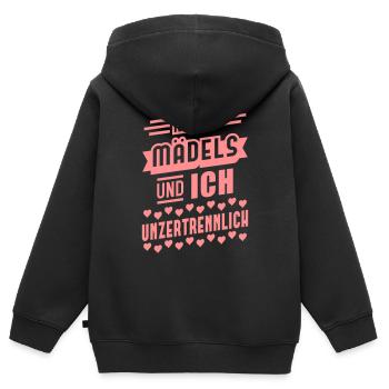 Mädels unzertrennlich (Schriftzug) - Kinder Premium Organic Zip Hoodie - Schwarz - Hinten - AI Model Kid Male (0cm)