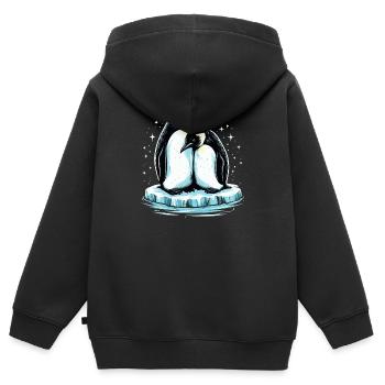 Verliebte Pinguine - Kinder Premium Organic Zip Hoodie - Schwarz - Hinten - AI Model Kid Male (0cm)