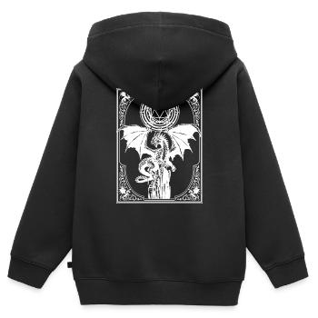 RPG Drachenwürfel - Kinder Premium Organic Zip Hoodie - Schwarz - Hinten - AI Model Kid Male (0cm)