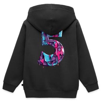 NO. 5 NUMBER 5 COOL 5TH BIRTHDAY - Kids Premium Organic Zip-up Hoodie - black - Back - AI Model Kid Male (0cm)