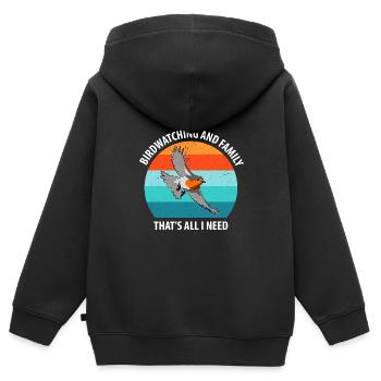 Observation des oiseaux Observation des oiseaux Observation des oiseaux - Sweat Premium à capuche zippé enfant bio - noir - Dos - AI Model Kid Male (0cm)
