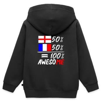 50% England 50% Frankreich - Kinder Premium Organic Zip Hoodie - Schwarz - Hinten - AI Model Kid Male (0cm)
