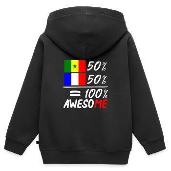 Moitié Français moitié Sénégalais - Kinder Premium Organic Zip Hoodie - Schwarz - Hinten - AI Model Kid Male (0cm)