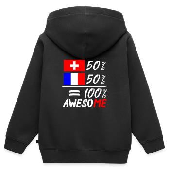 50% Schweiz 50% Frankreich - Kinder Premium Organic Zip Hoodie - Schwarz - Hinten - AI Model Kid Male (0cm)