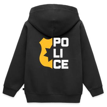 Police (marque de service réduite de moitié) - Sweat Premium à capuche zippé enfant bio - noir - Dos - AI Model Kid Male (0cm)