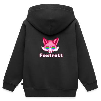 foxtrot, renard, lunettes, danse, danse de salon - Sweat Premium à capuche zippé enfant bio - noir - Dos - AI Model Kid Male (0cm)