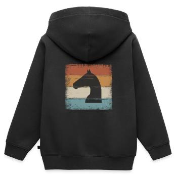 Horse Equitation Horseback Riding Horse Head Gift - Kids Premium Organic Zip-up Hoodie - black - Back - AI Model Kid Male (0cm)