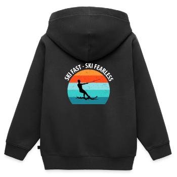 Wasserskier Wasserski Wasserskifahrer - Kinder Premium Organic Zip Hoodie - Schwarz - Hinten - AI Model Kid Male (0cm)