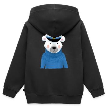Seebär - Kinder Premium Organic Zip Hoodie - Schwarz - Hinten - AI Model Kid Male (0cm)
