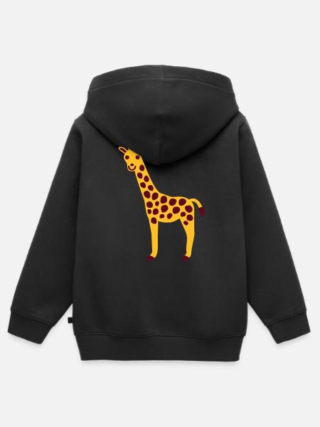 Giraffe - Kids Premium Organic Zip-up Hoodie - black
